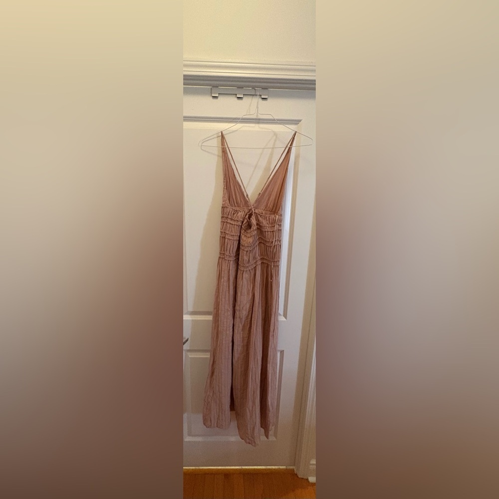 Zara Pale Pink Textured Midi Dress Size M Blogger Favorite - Picture 8 of 14